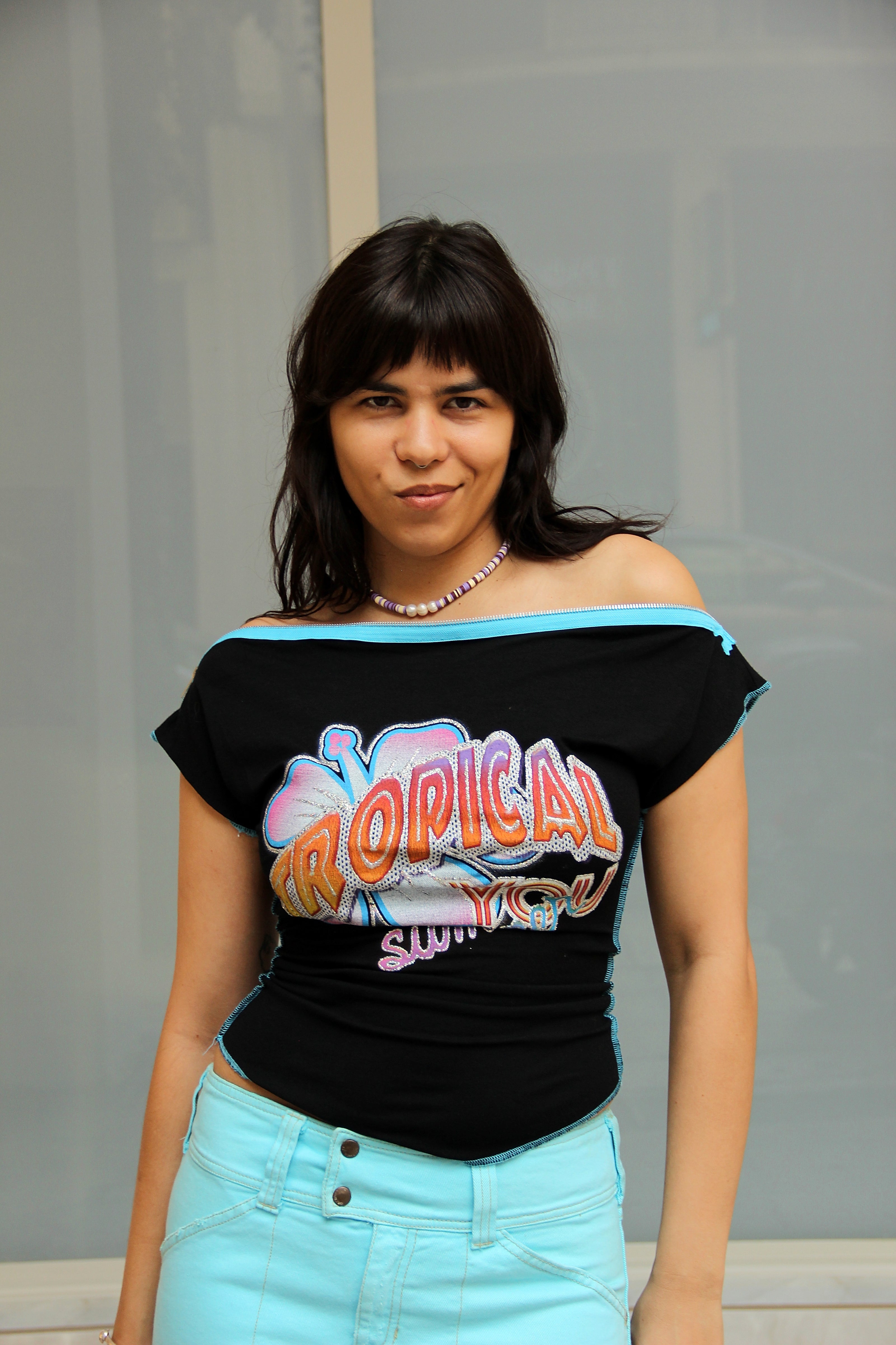 Y.O.U stunning Y2K top with zipper neckline (S/L)