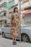 Vintage abstract patterned dress (L)