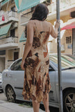 Vintage abstract patterned dress (L)