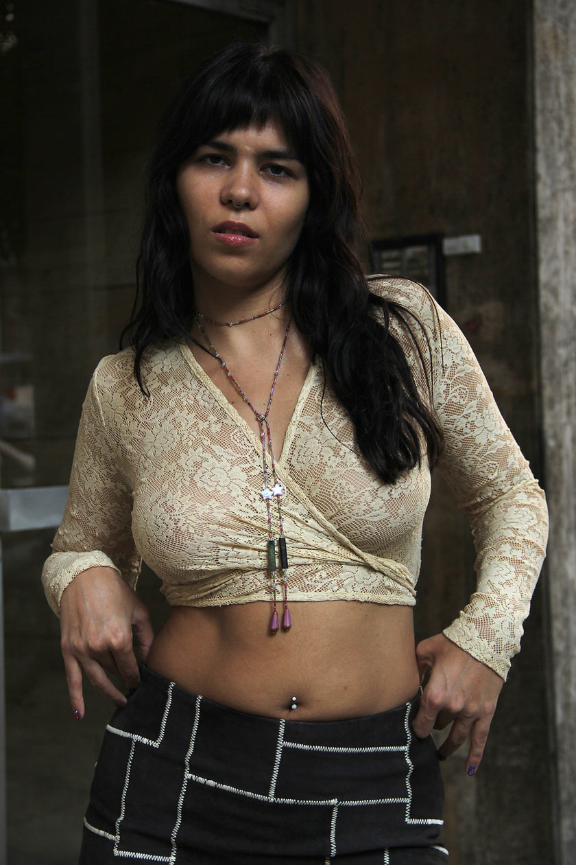 Super cute see-through tie top (S/M)
