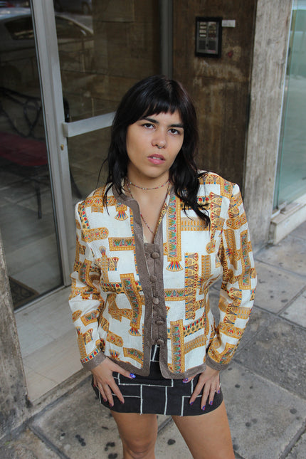 Beautiful 100% silk patterned blazer (L)