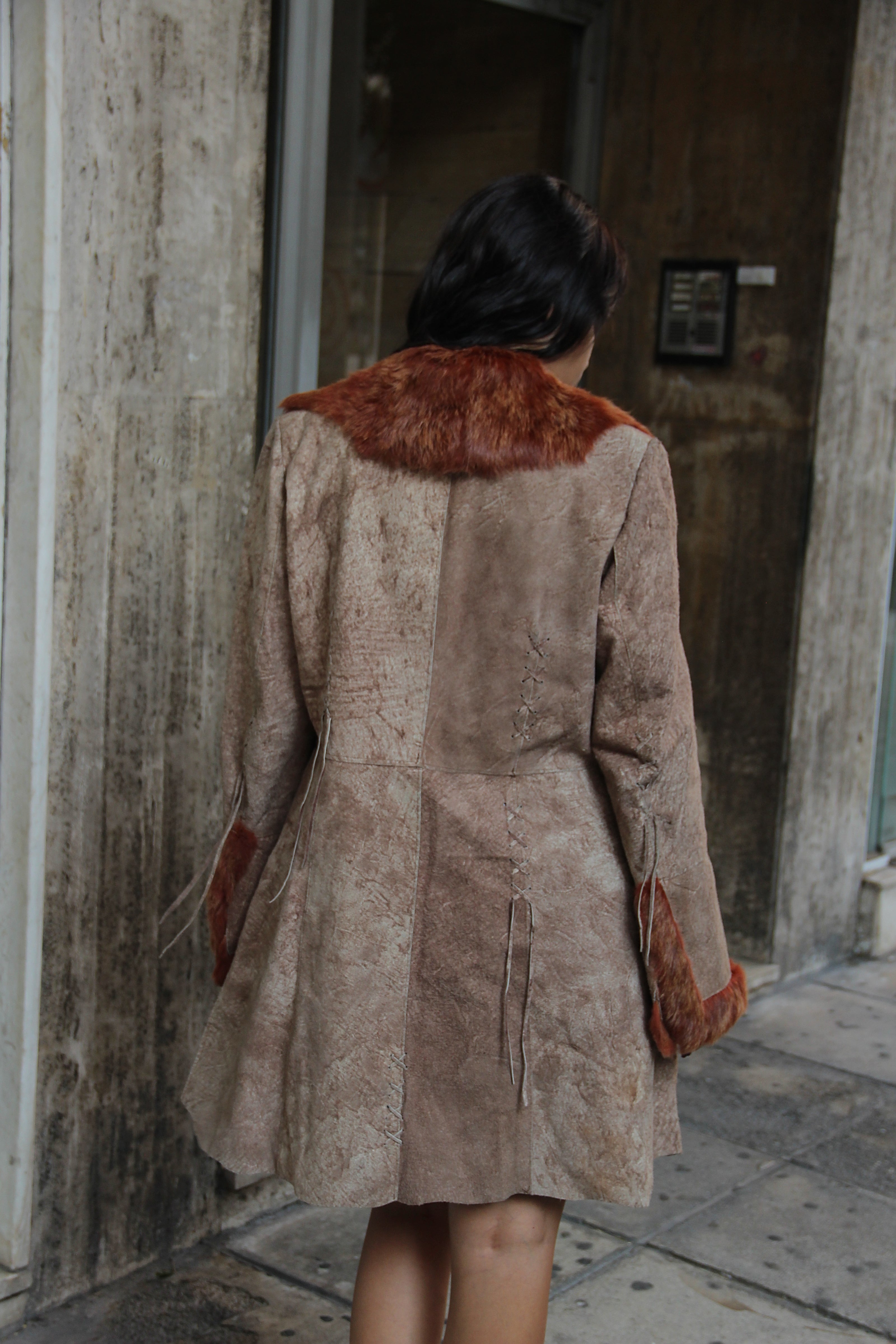 Vintage genuine leather afghan coat (XL)