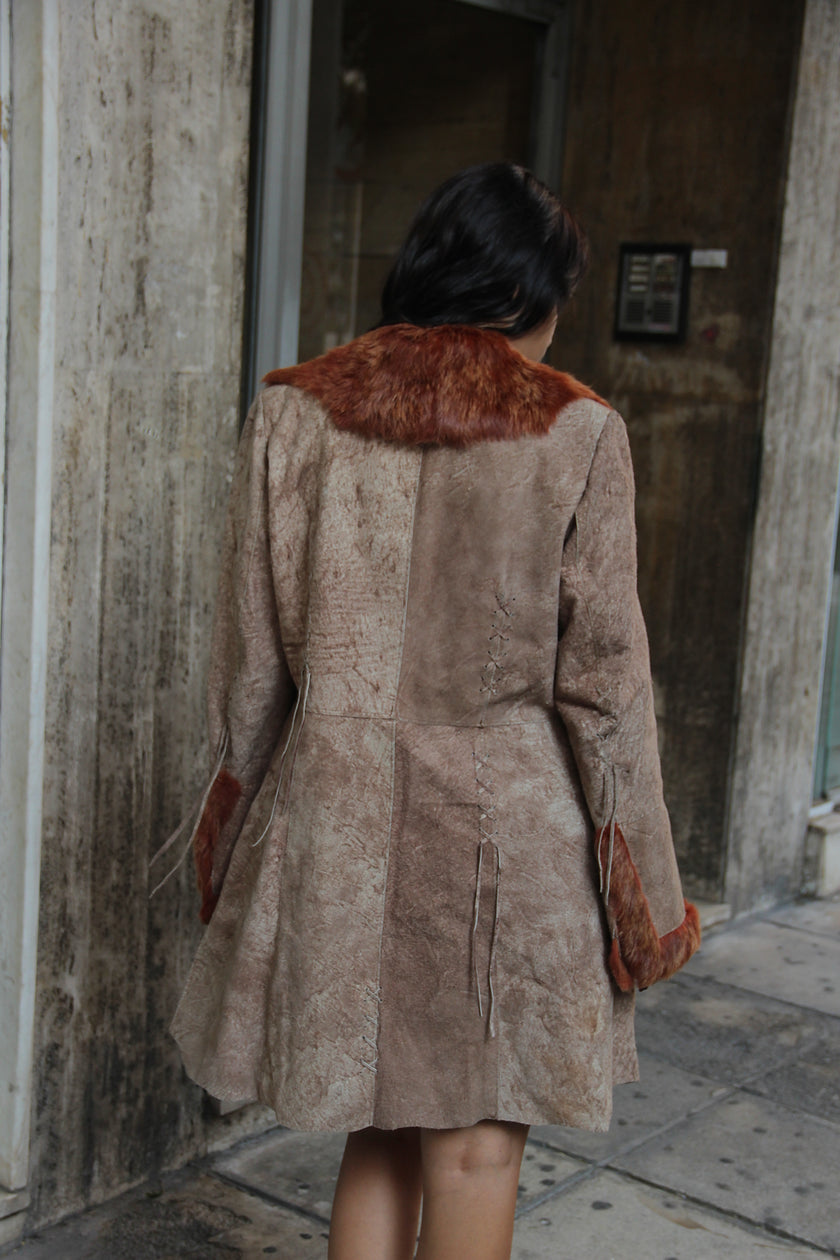 Vintage genuine leather afghan coat (XL)