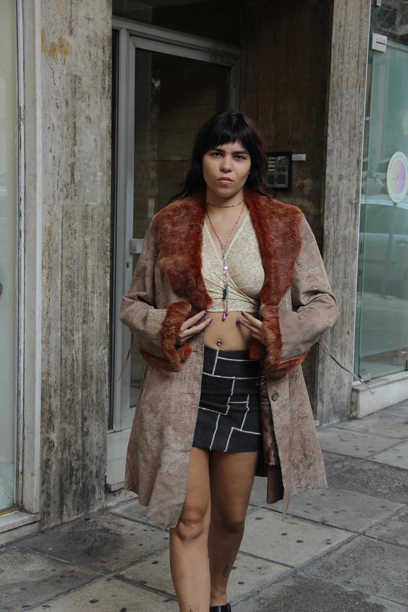 Vintage genuine leather afghan coat (XL)