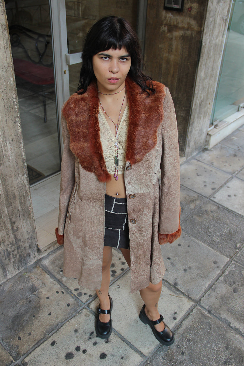 Vintage genuine leather afghan coat (XL)