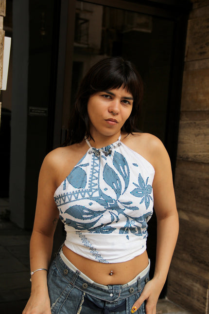 Stunning backless silk top (S/M)