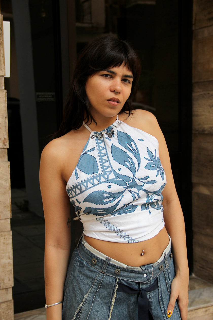 Stunning backless silk top (S/M)