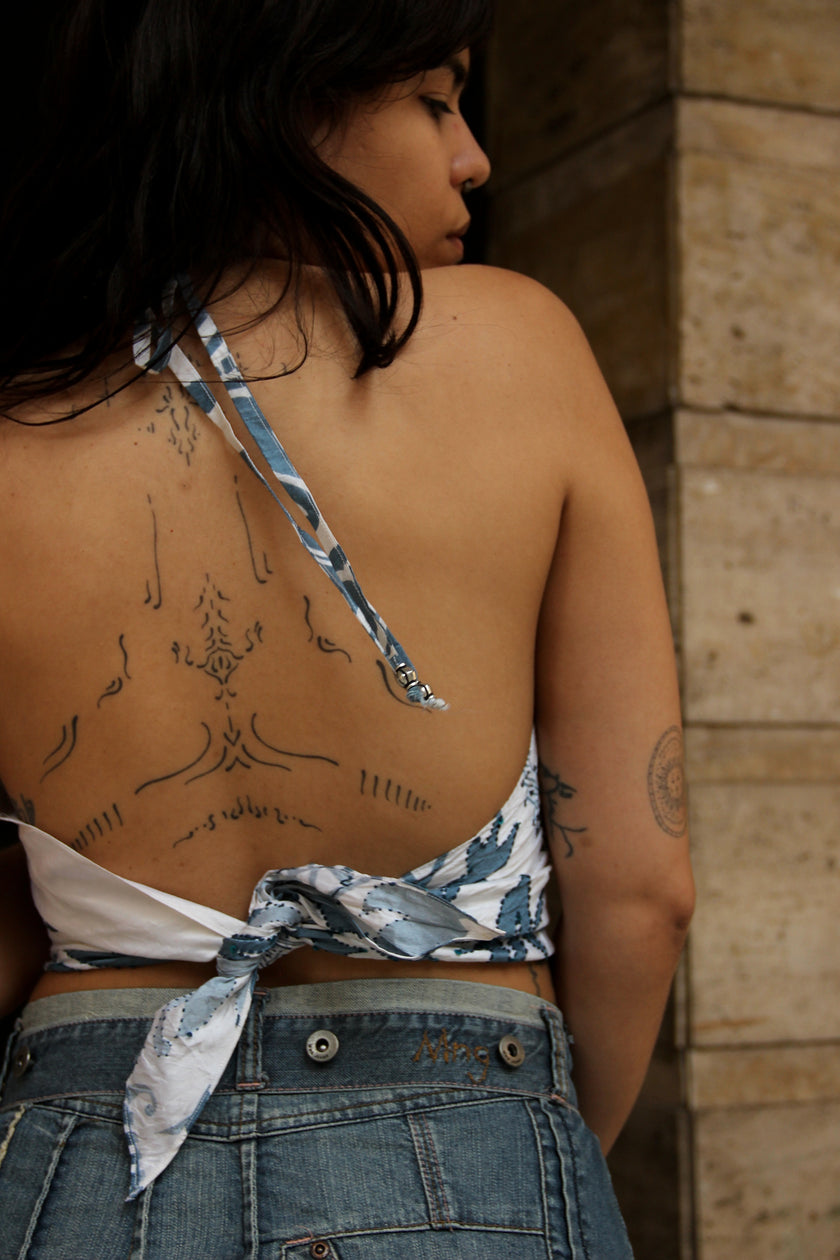 Stunning backless silk top (S/M)
