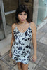 Vintage floral satin slip dress (M)