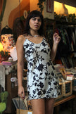 Vintage floral satin slip dress (M)