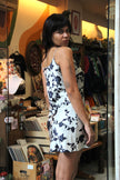 Vintage floral satin slip dress (M)