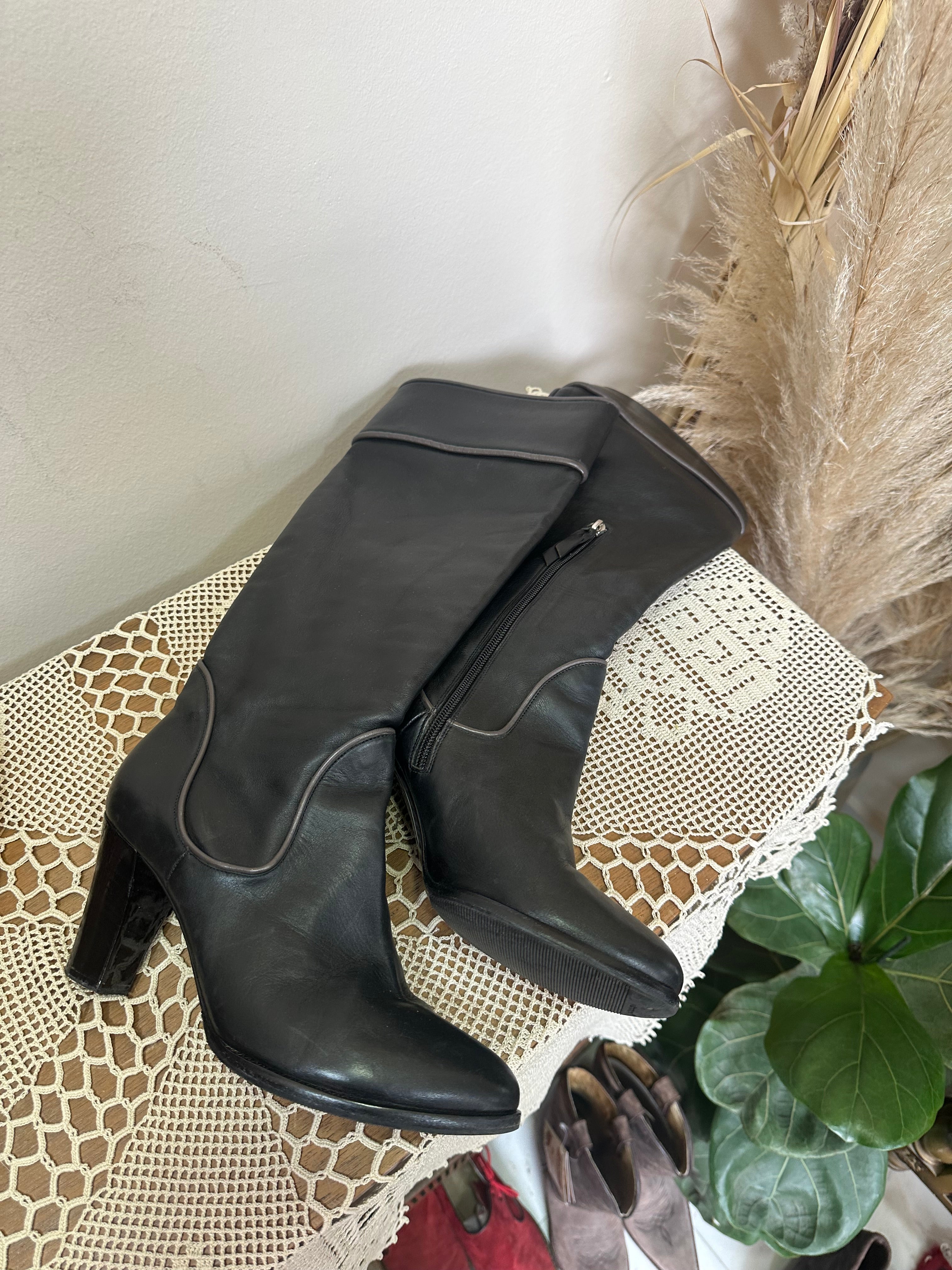 Leather heeled boots