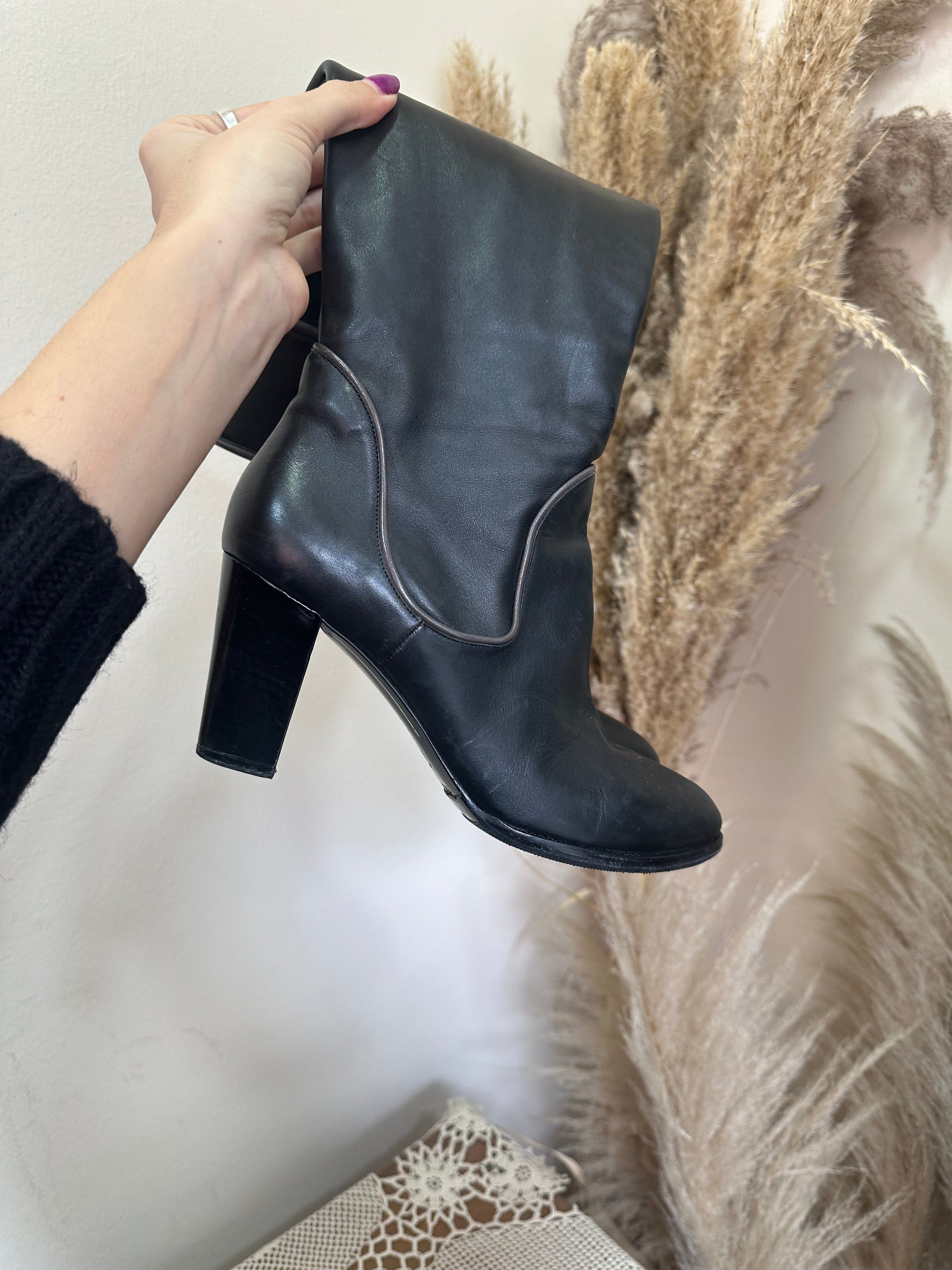 Leather heeled boots