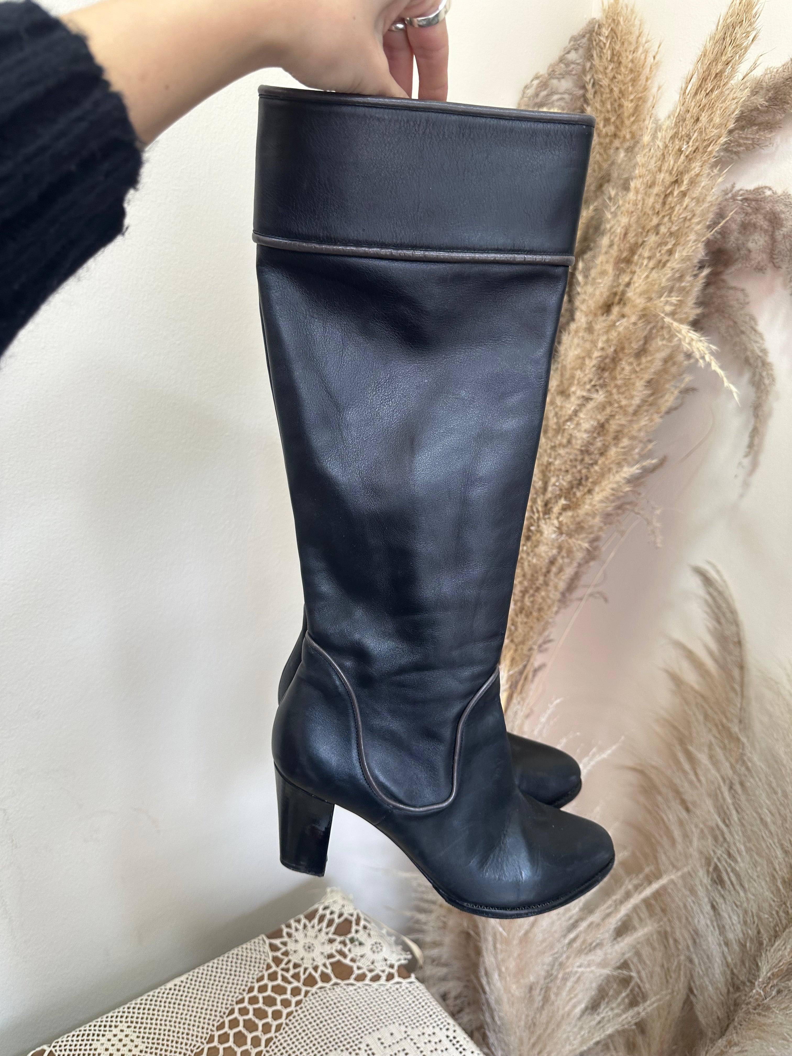 Leather heeled boots