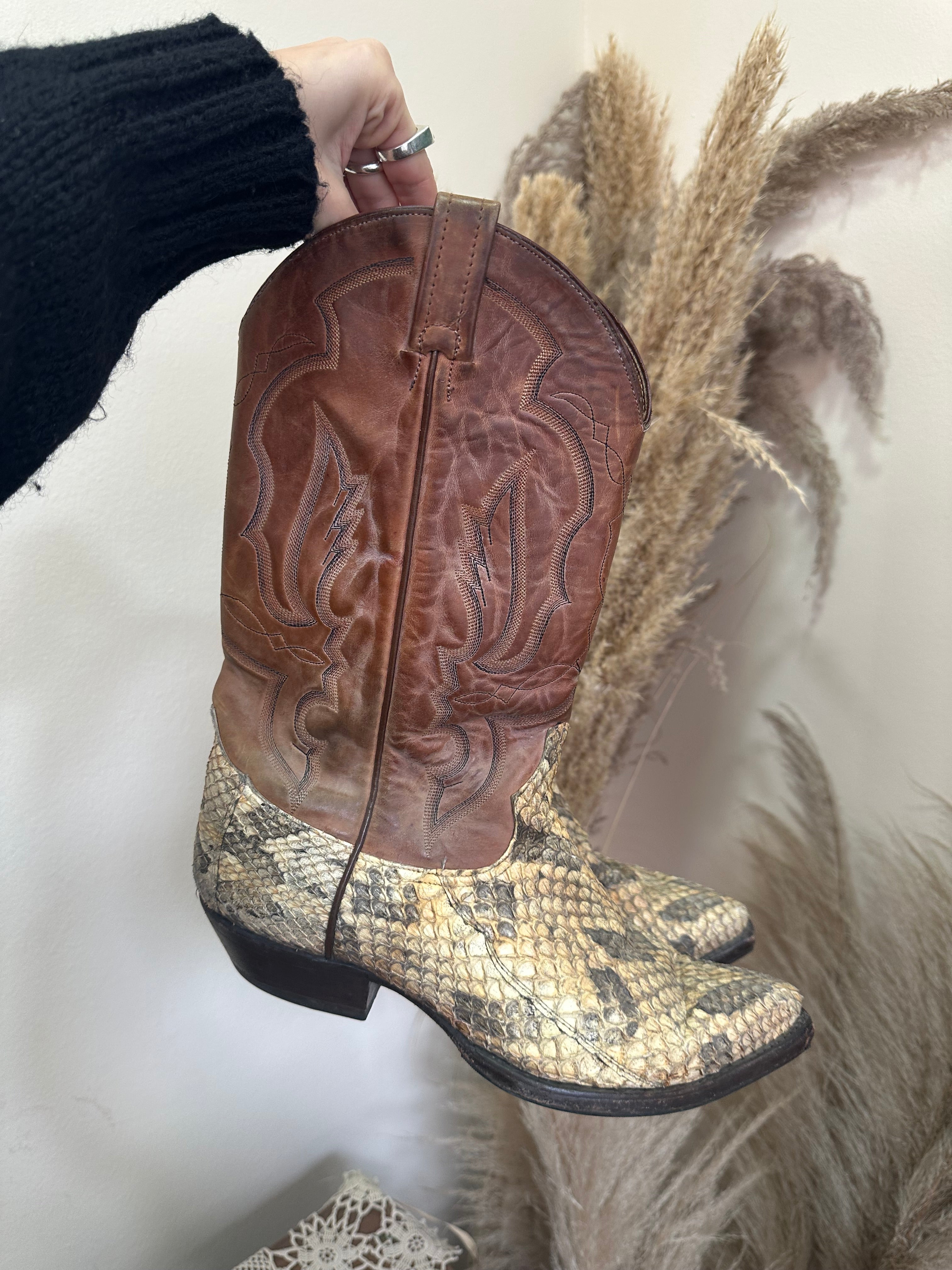 Unique cowboy leather boots