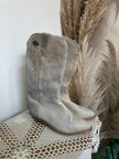 Beige leather cowboy boots