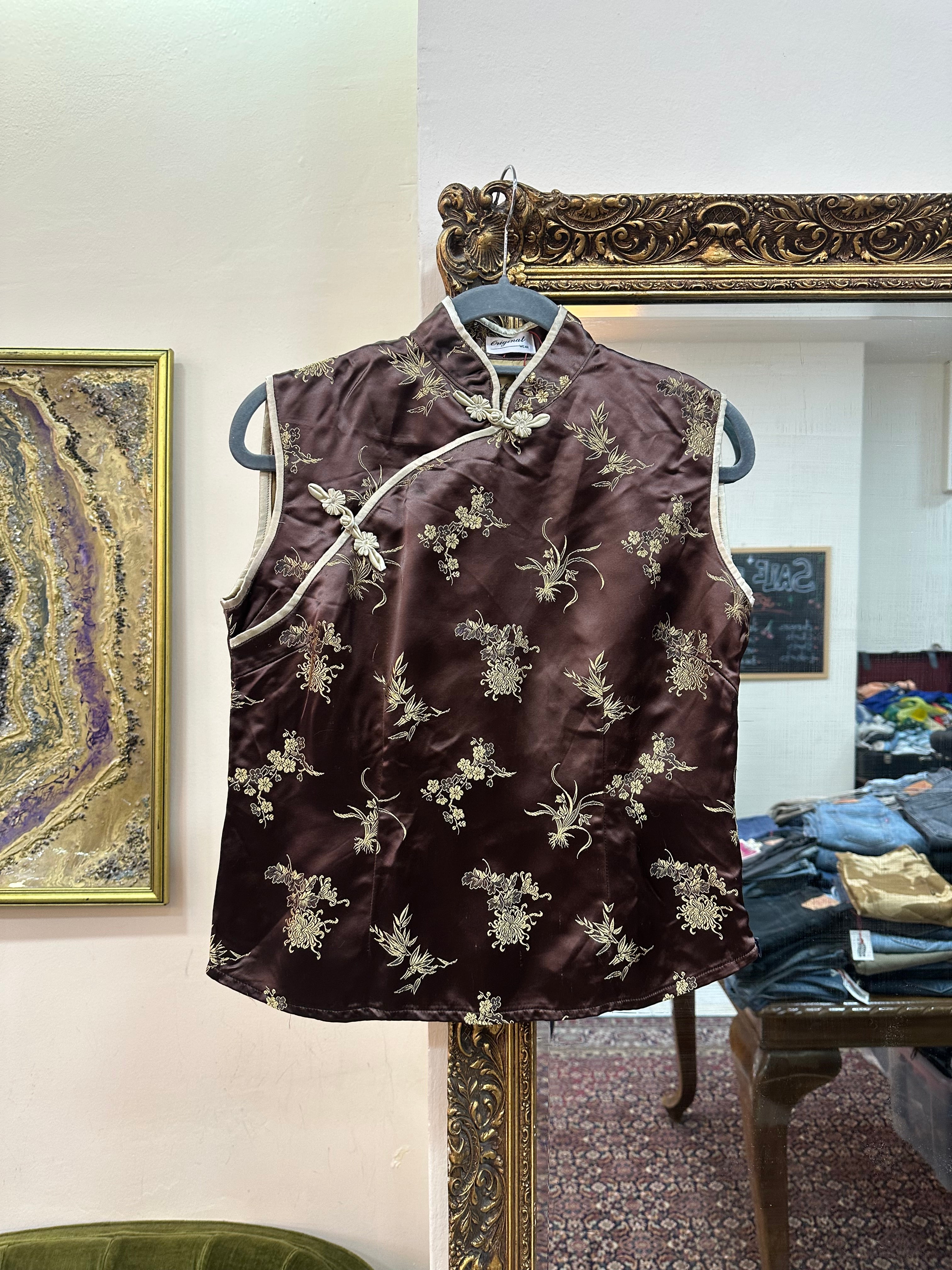 Silk jacquard qipao top
