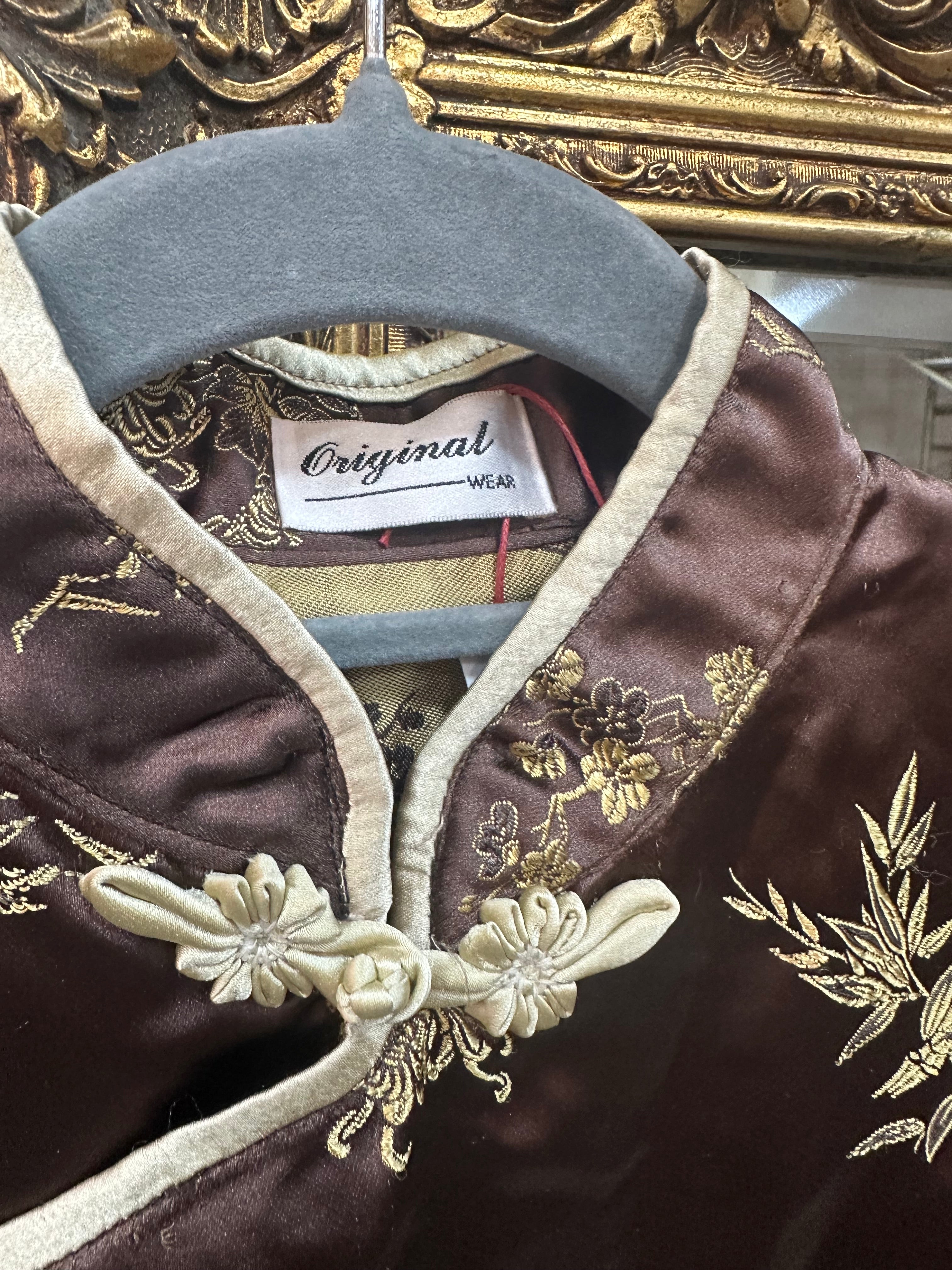 Silk jacquard qipao top