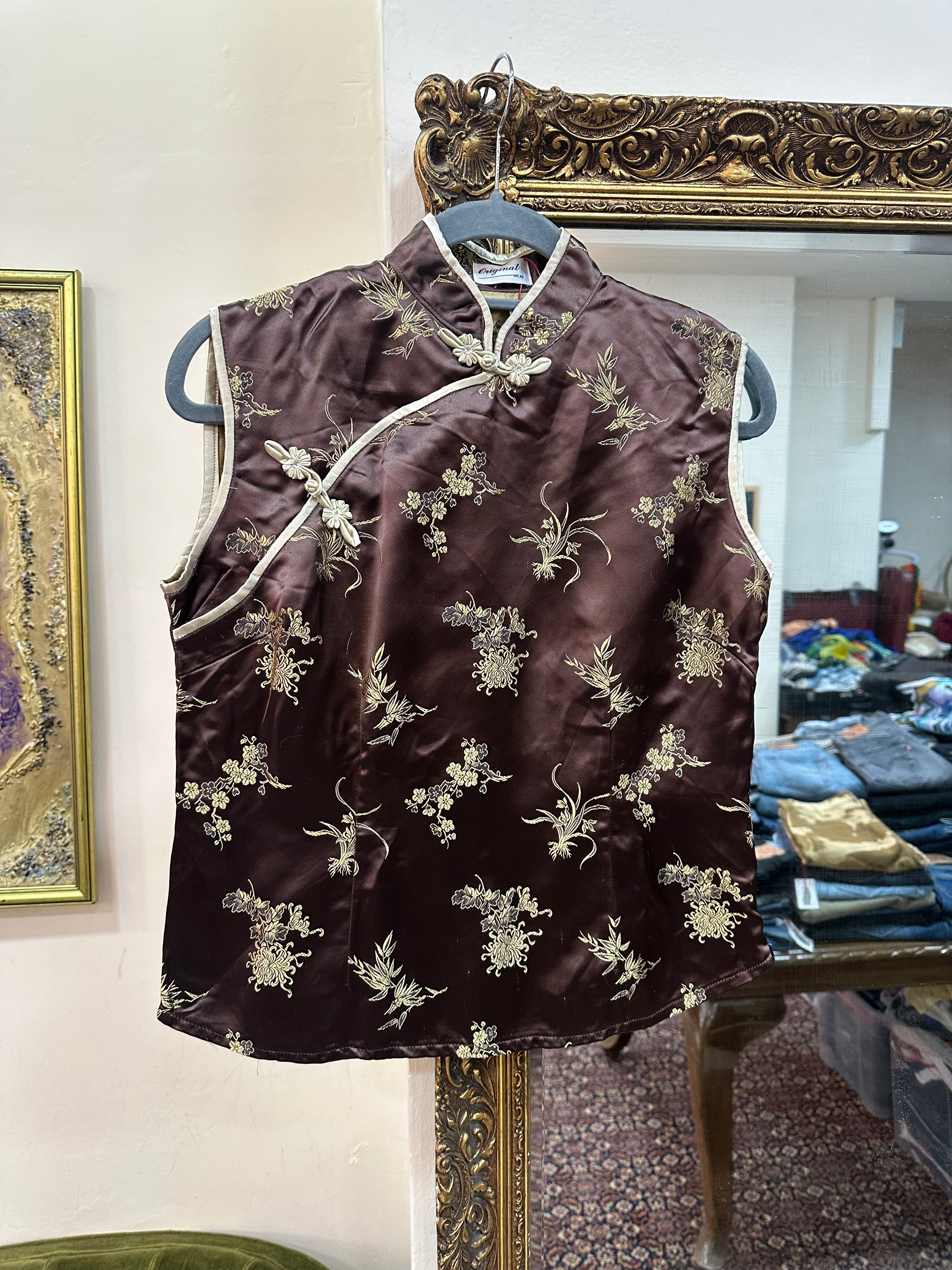 Silk jacquard qipao top