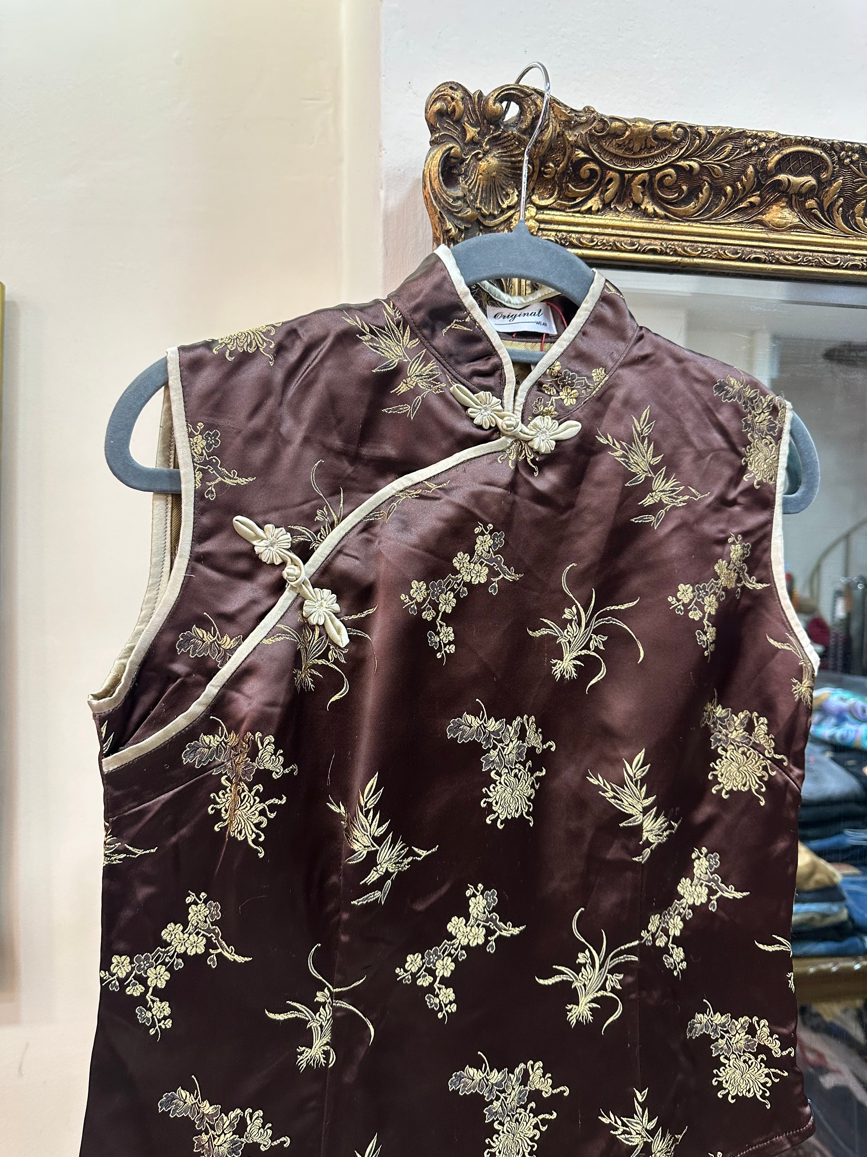 Silk jacquard qipao top