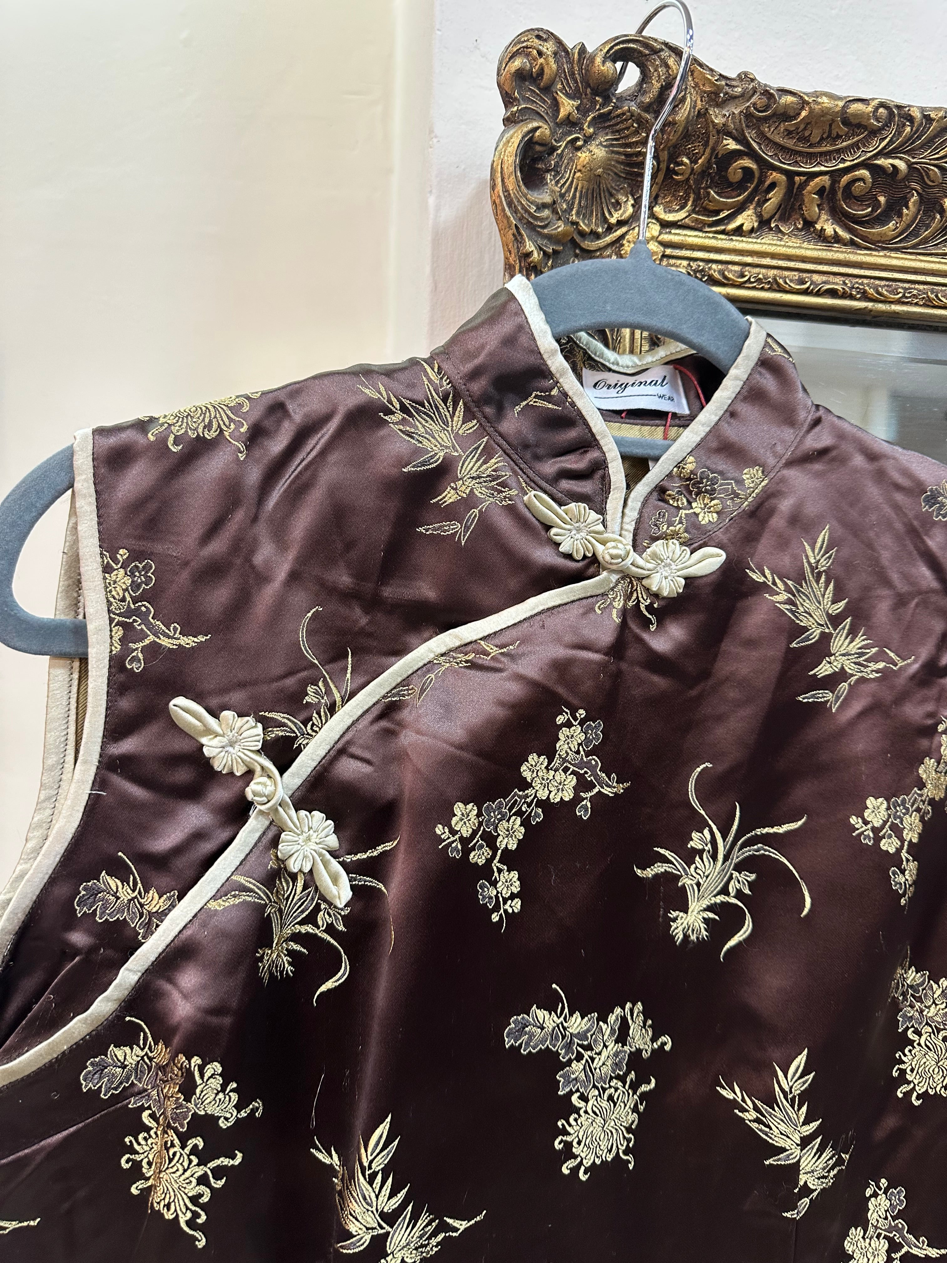 Silk jacquard qipao top