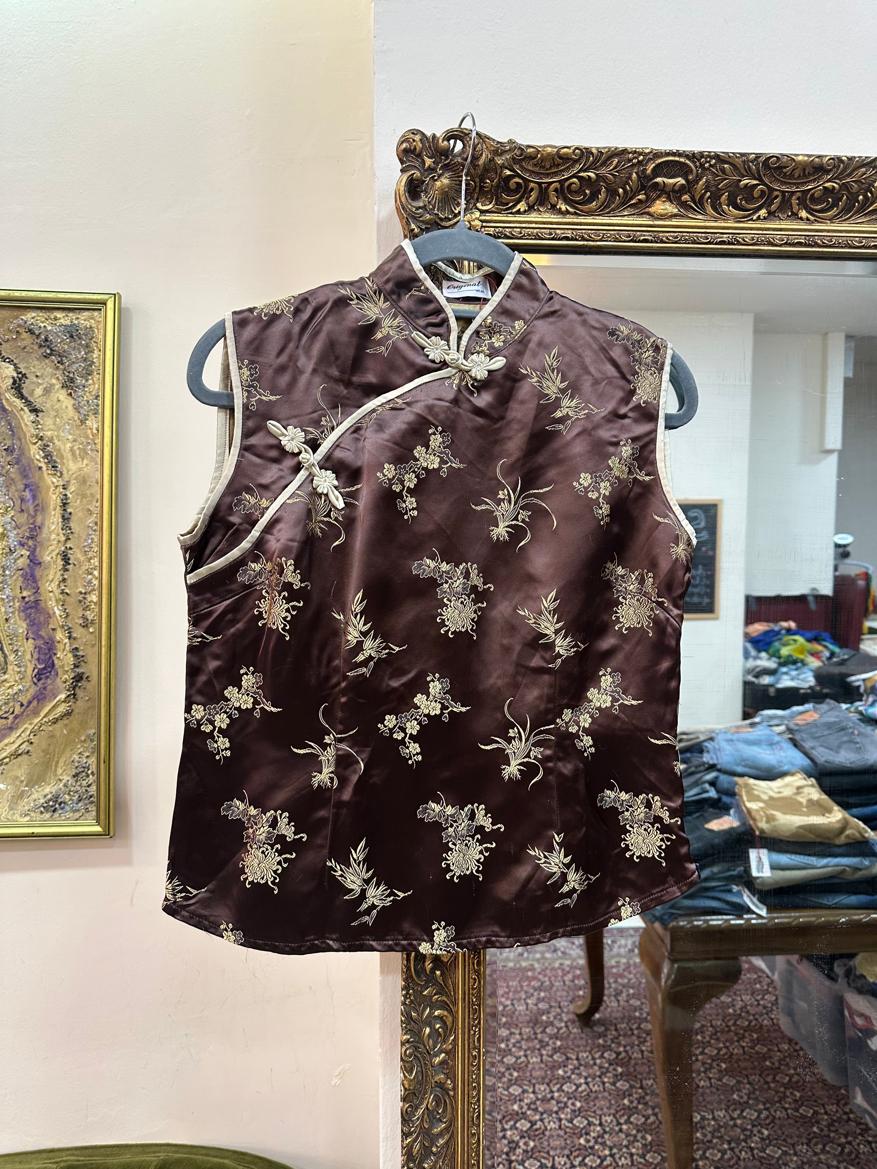 Silk jacquard qipao top