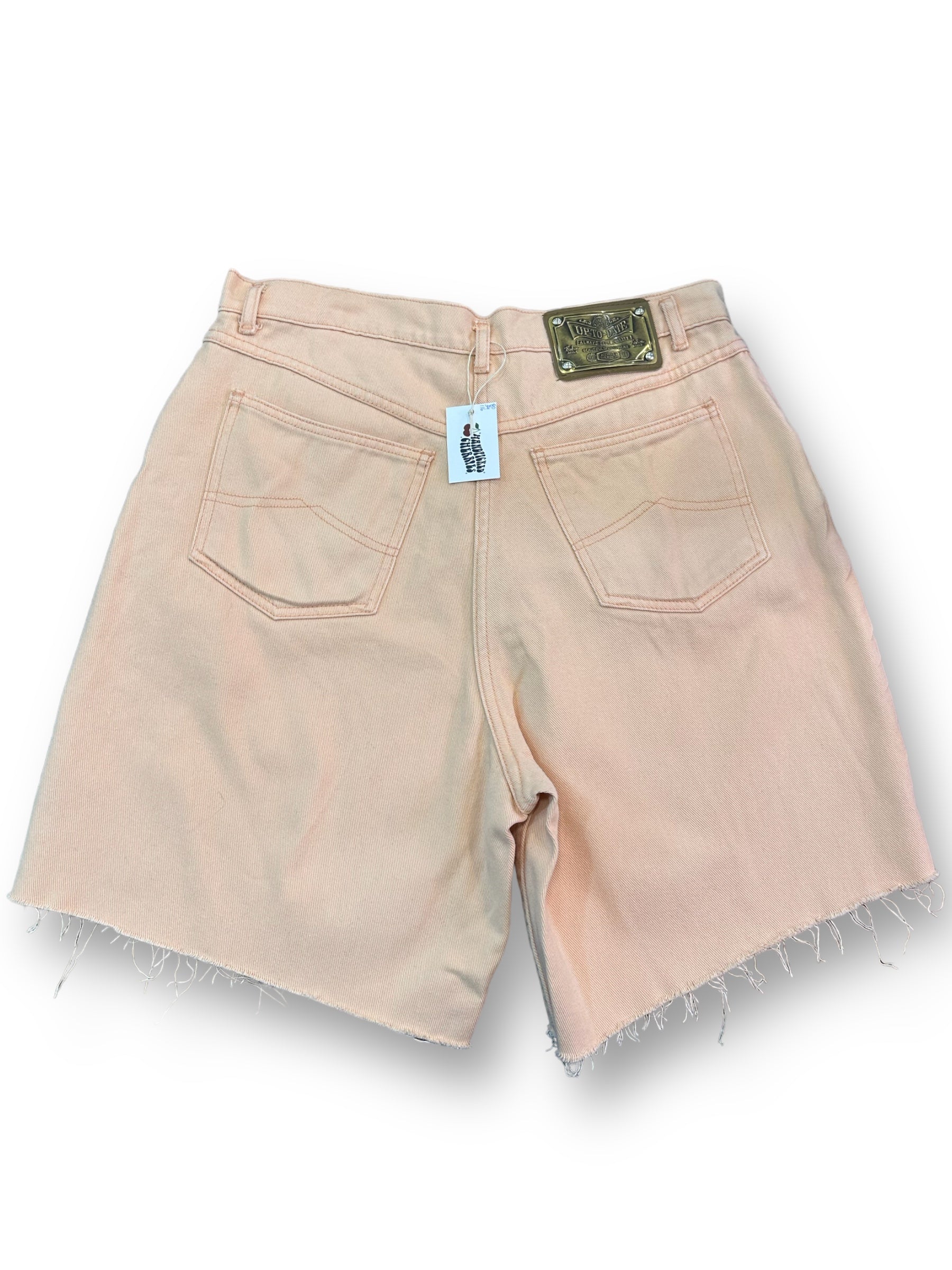 Vintage salmon coloured high waisted jean shorts