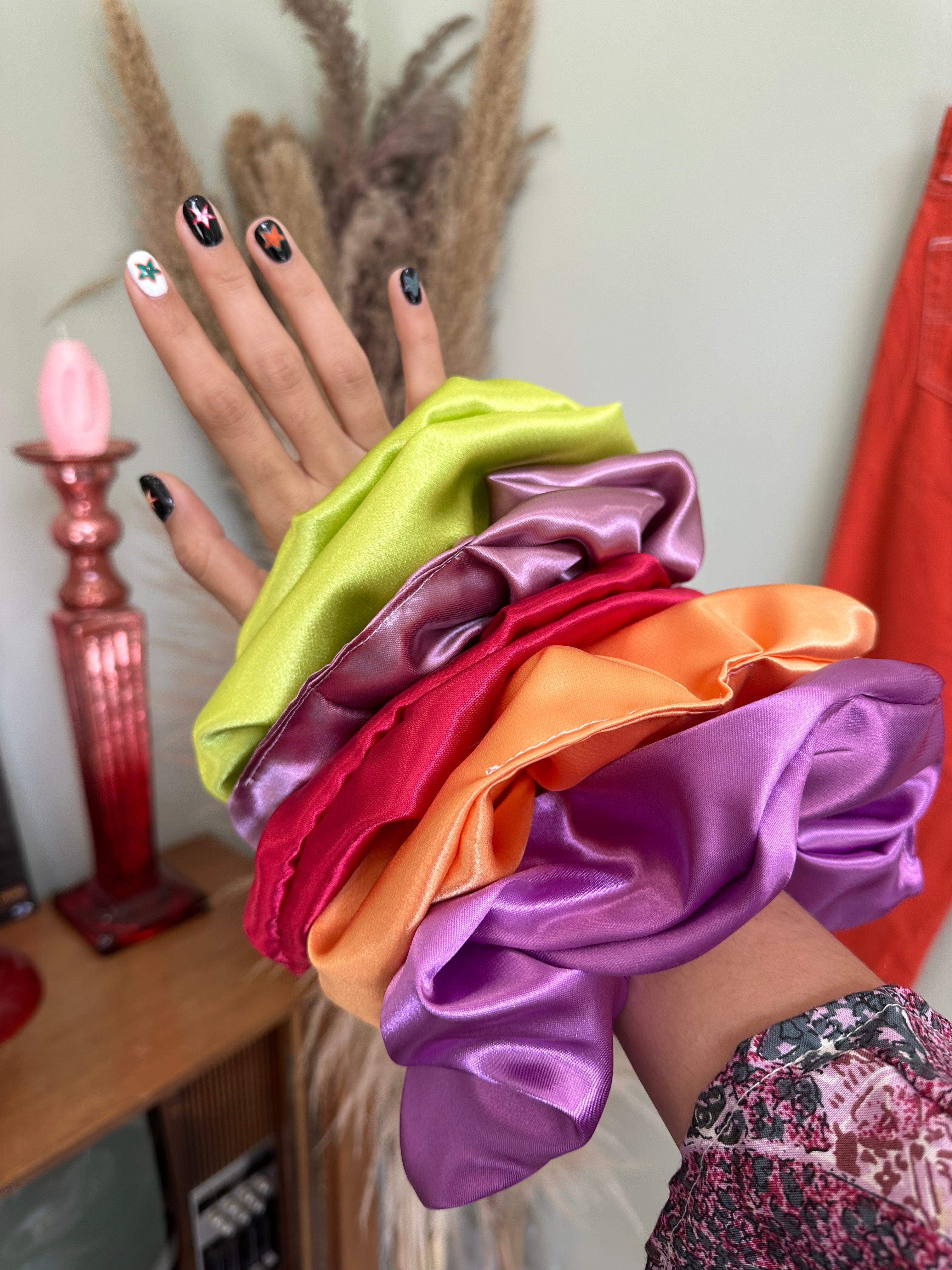 Handmade satin scrunchies (large)