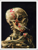 Skull of a Skeleton with Burning Cigarette, Van Gogh painting poster